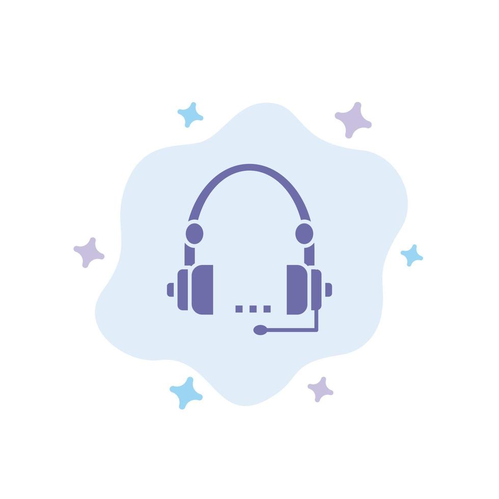 Support Call Communication Contact Headset Help Service Blue Icon on Abstract Cloud Background vector