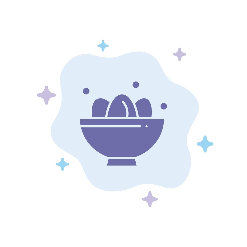 Bowl Celebration Easter Egg Nest Blue Icon on Abstract Cloud Background vector