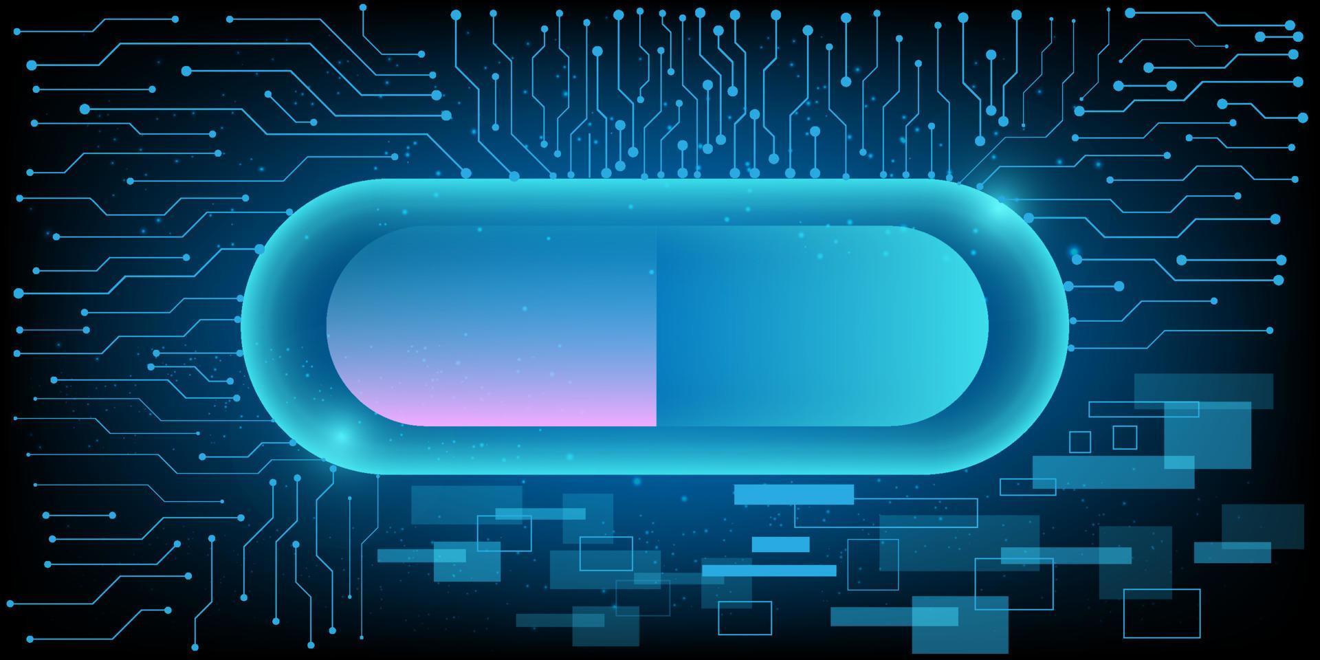 Capsule Computer chip Electronic circuit board vector for technology and finance concept and education for future