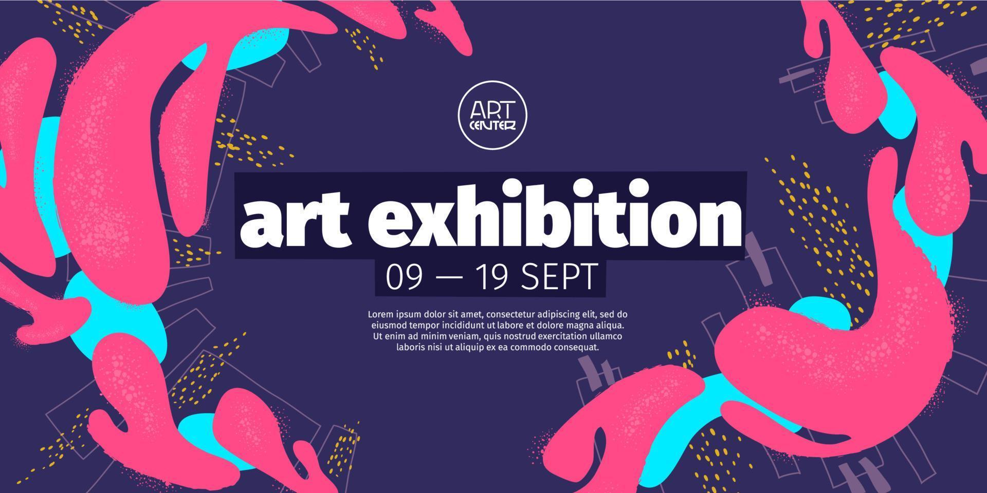Art exhibition poster with abstract painting vector