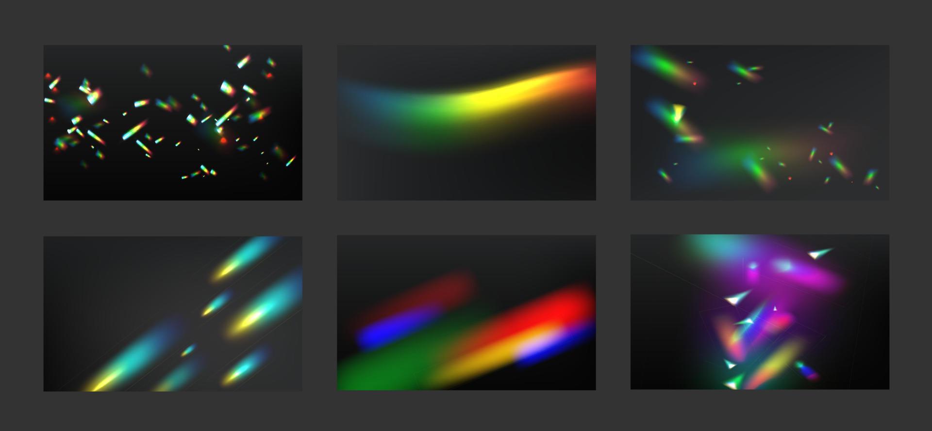 Rainbow crystal lights collection of backgrounds vector