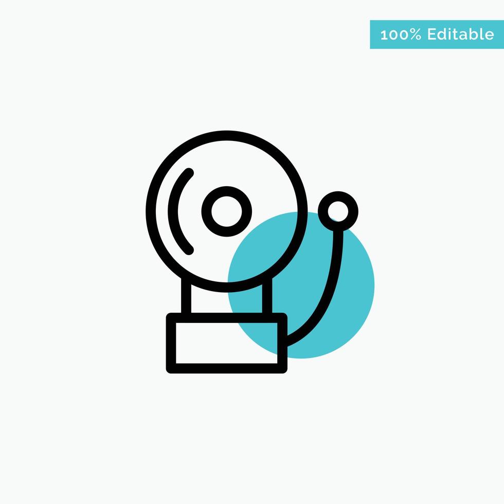 Alarm Bell School turquoise highlight circle point Vector icon