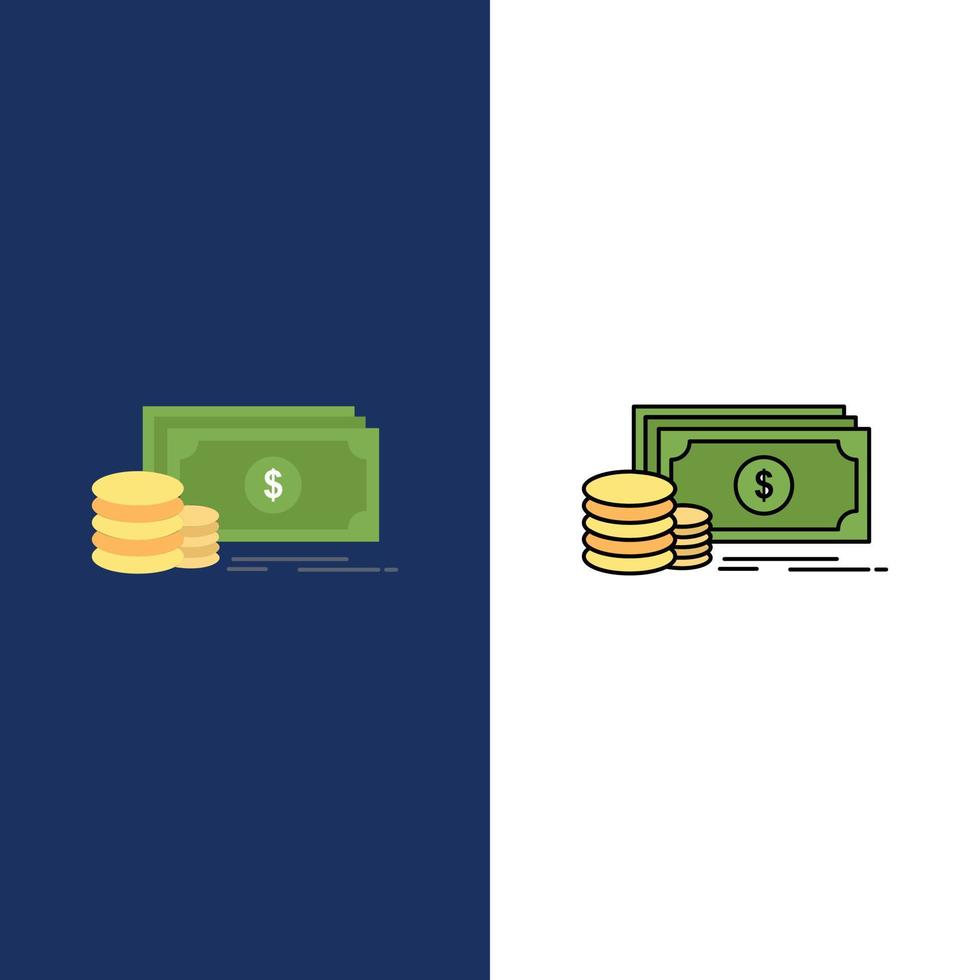 finanzas inversión pago dinero dólar color plano icono vector