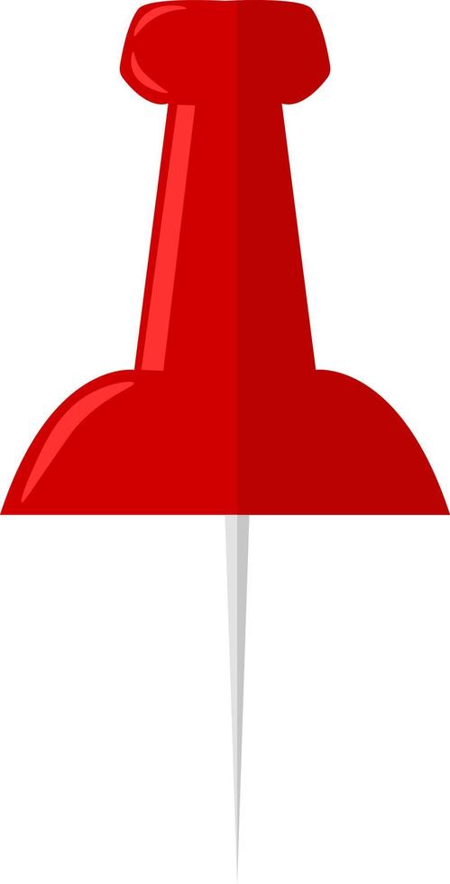 Red pin, illustration, vector on white background.