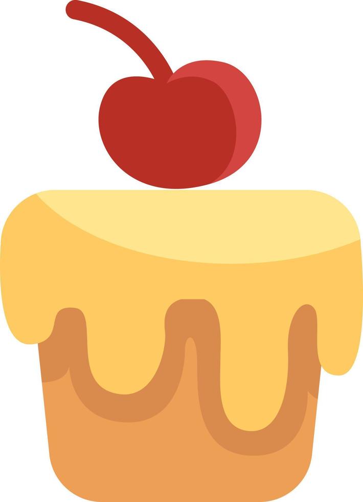 Cherry and vanilla cupcake, icon illustration, vector on white background