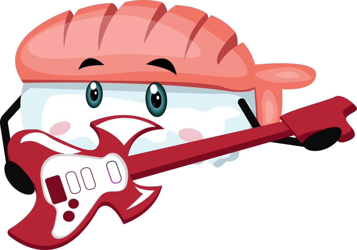 Sushi with guitar, illustration, vector on white background.