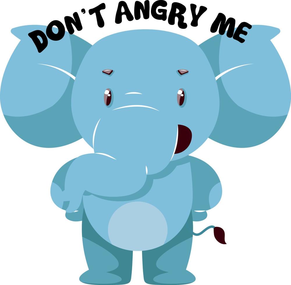 Angry elephant, illustration, vector on white background.