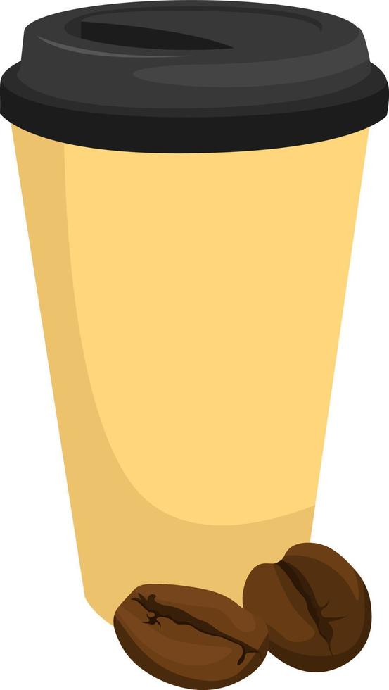 taza de café amarilla, ilustración, vector sobre fondo blanco