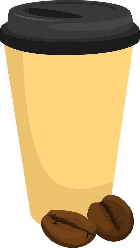 Yellow coffee cup, illustration, vector on white background