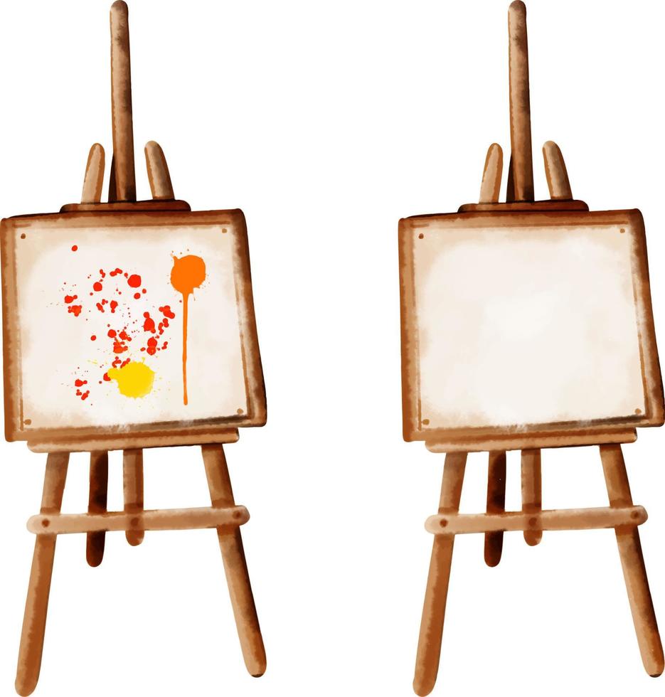 Drawing easel. Vector watercolor drawing made by hand.