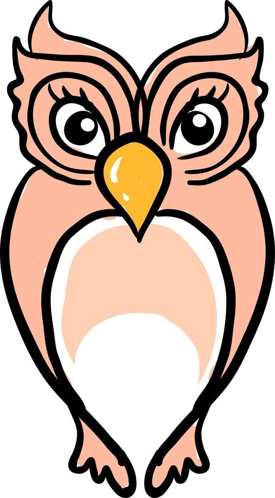 Cute pink owl, illustration, vector on white background.