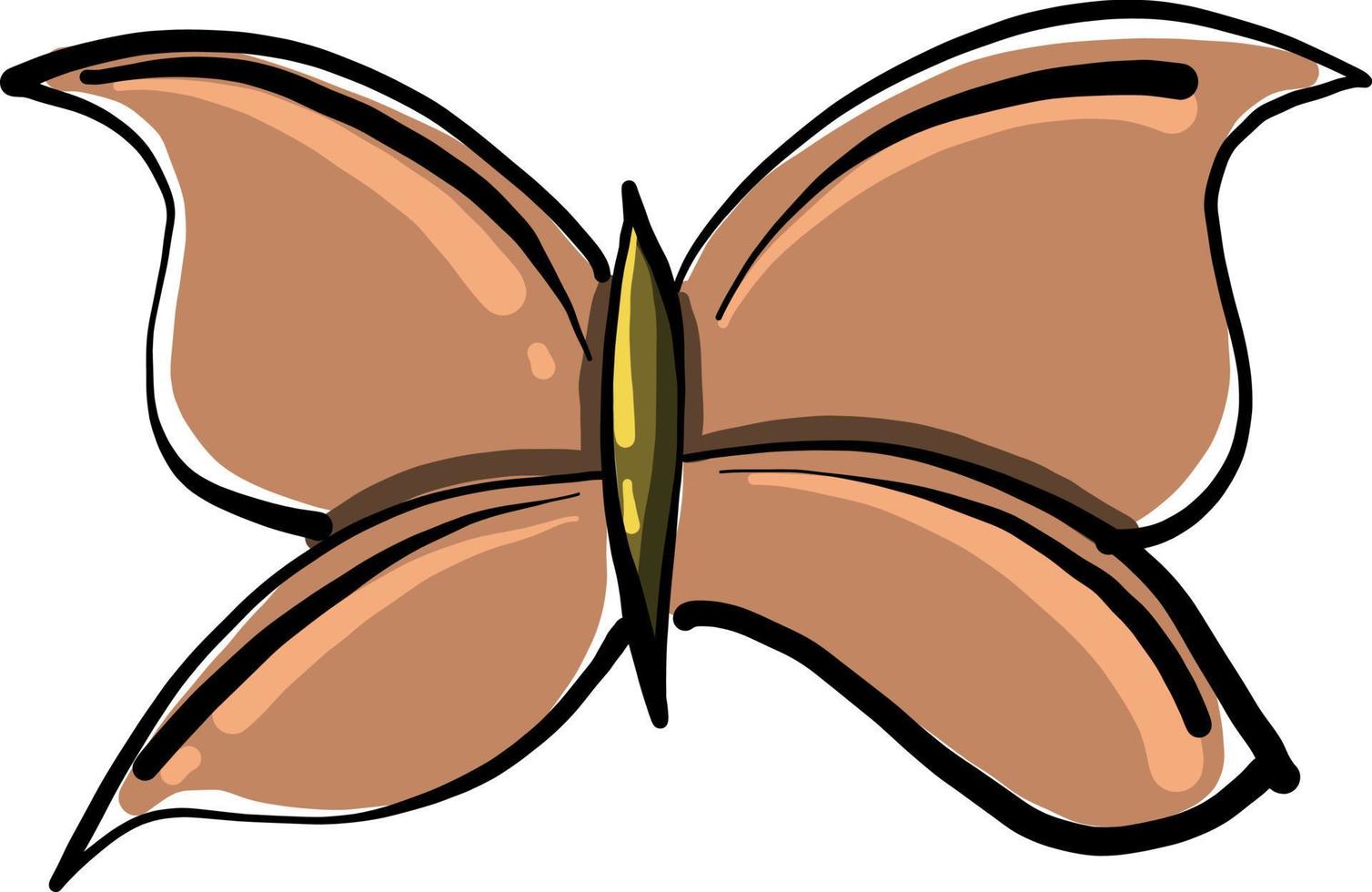 Beige butterfly, illustration, vector on white background.