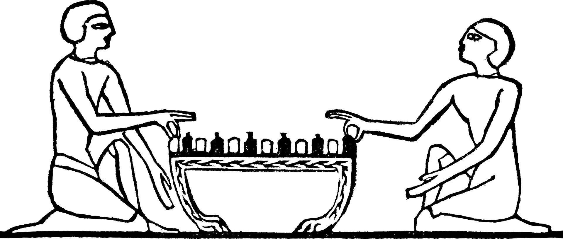 ilustración vintage del juego de ajedrez egipcio. vector