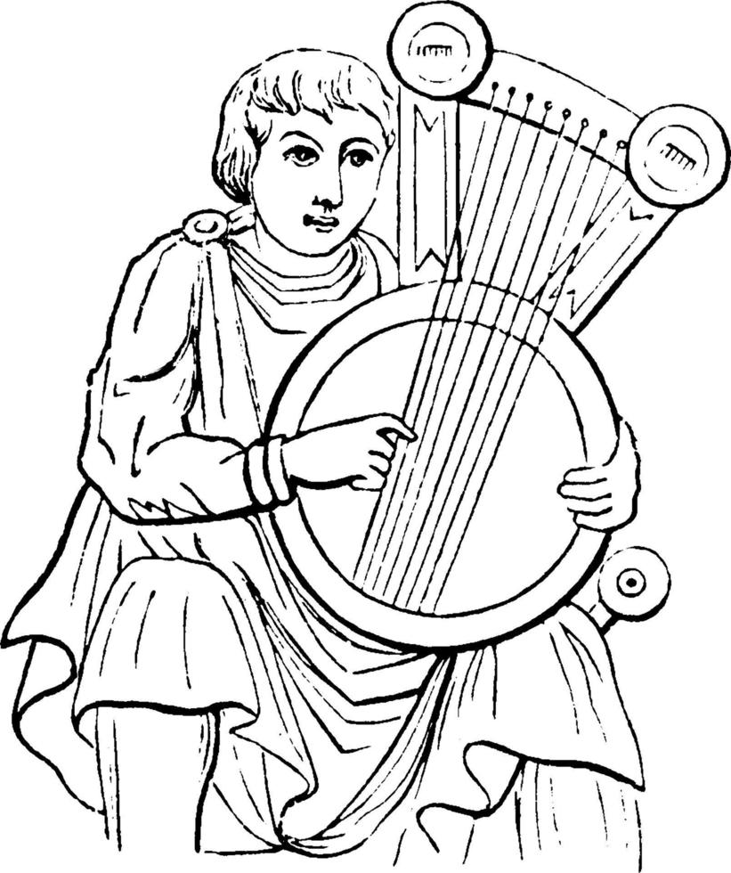 Lyre, vintage illustration. vector