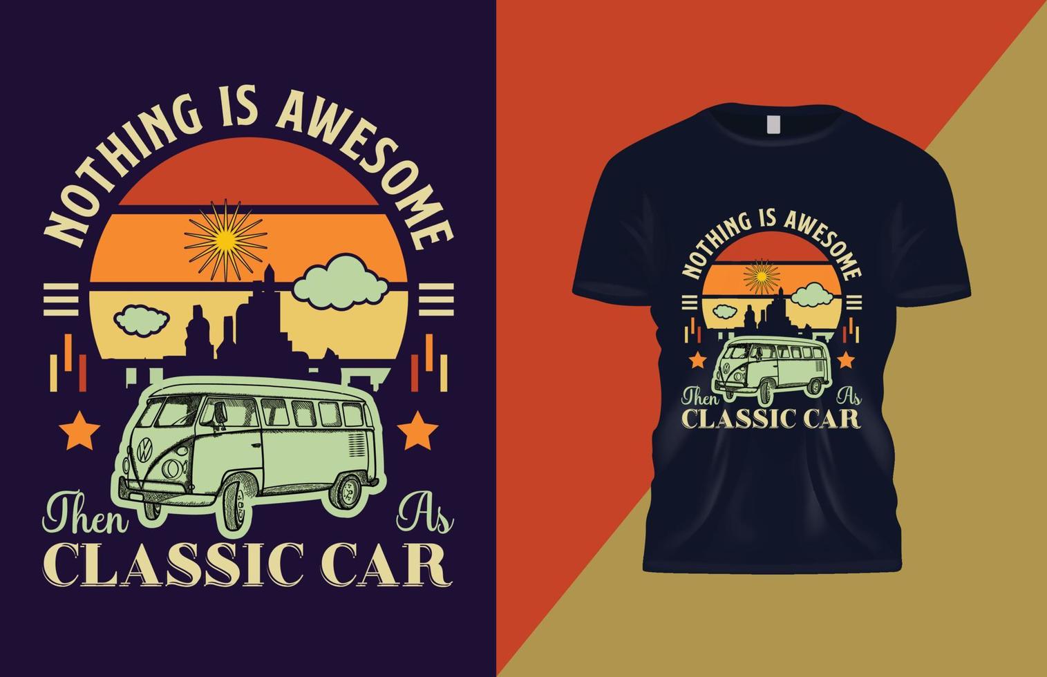 diseño clásico de camiseta de coche retro vector