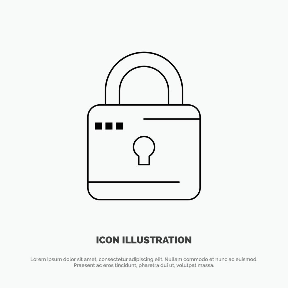 Lock Computing Locked Security Vector Line Icon