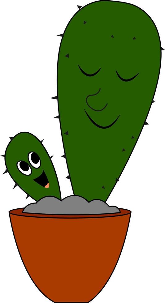 Bebé cactus, ilustración, vector sobre fondo blanco.