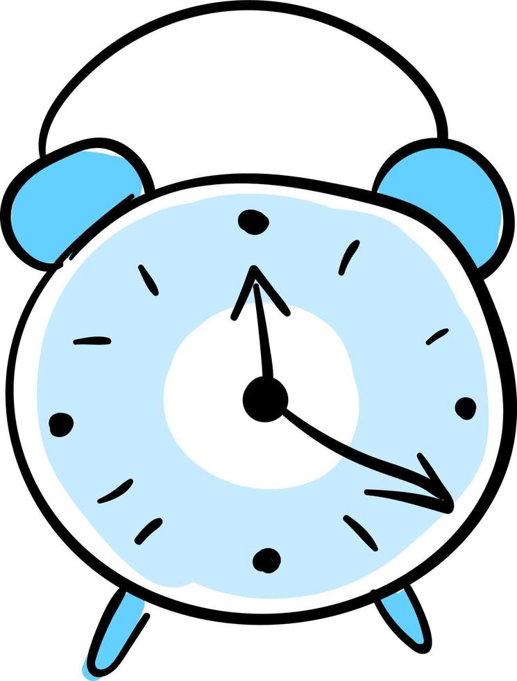 Blue alarm clock, illustration, vector on white background.