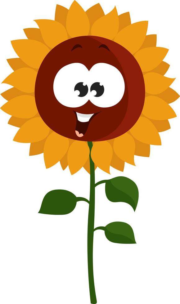Smiling sunflower, illustration, vector on white background