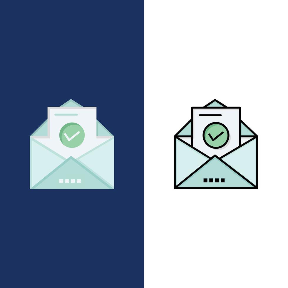 correo electrónico sobre educación iconos planos y llenos de línea conjunto de iconos vector fondo azul