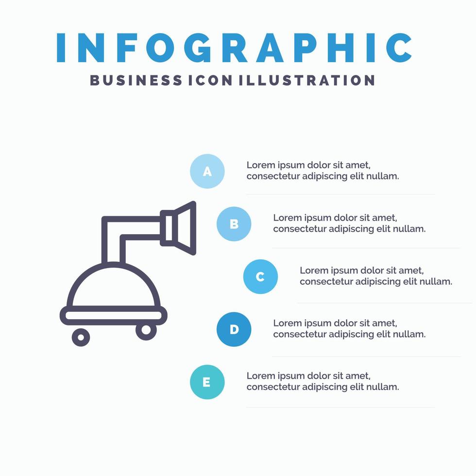 icono de línea de ducha limpia de baño con fondo de infografía de presentación de 5 pasos vector