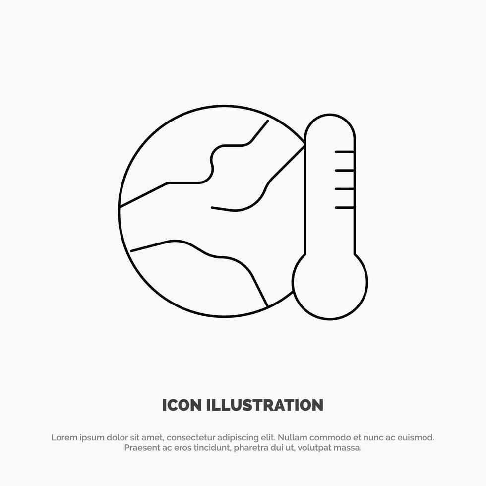 Earth Environment Global Hot Temperature Line Icon Vector