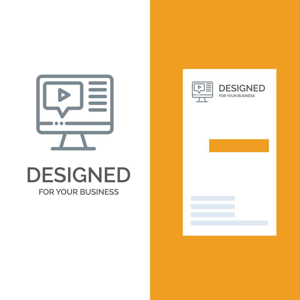 Computer Play Video Education Grey Logo Design and Business Card Template vector