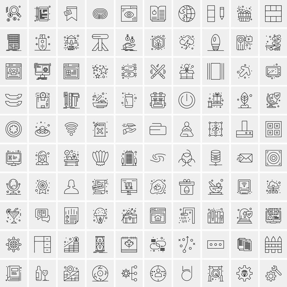 Pack of 100 Universal Line Icons for Mobile and Web vector