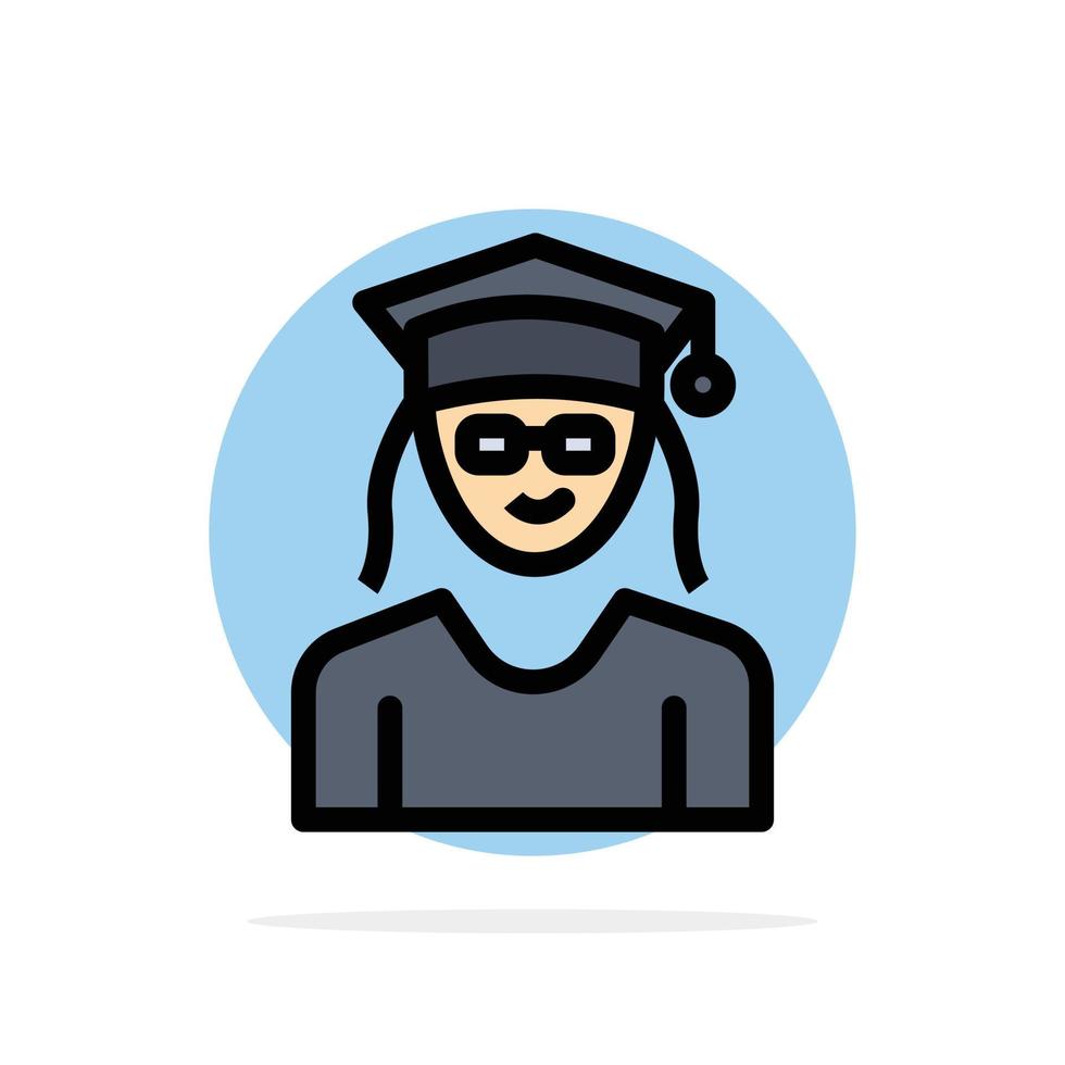 Cap Education Graduation Woman Abstract Circle Background Flat color Icon vector