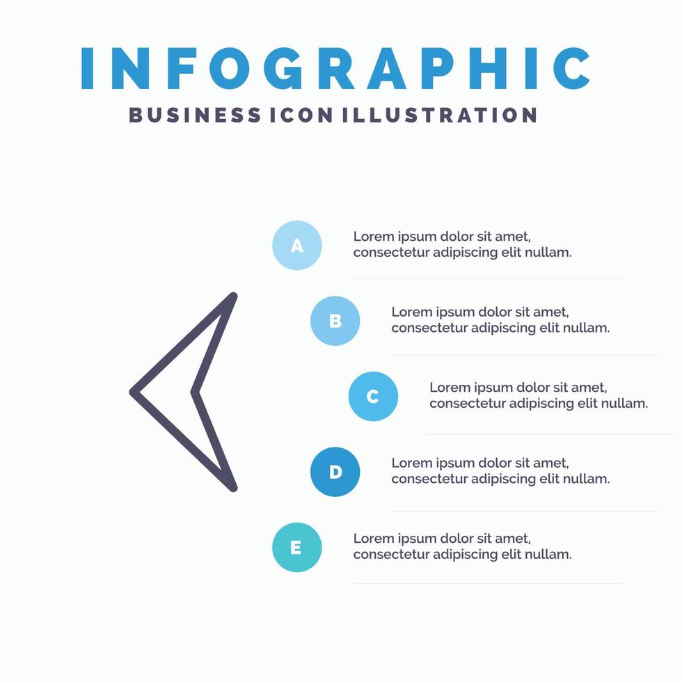 Arrow Back Sign Line icon with 5 steps presentation infographics Background vector