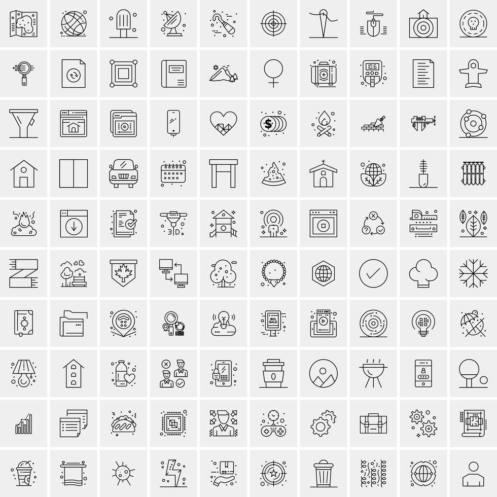 conjunto de 100 iconos de glifos sólidos de negocios vector