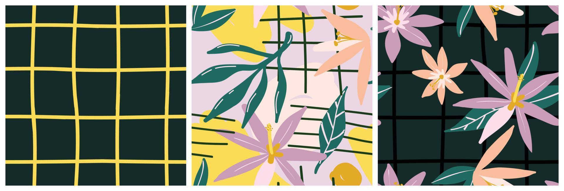 Seamless floral pattern set. Vector design for paper, cover, fabric, interior decor and other uses