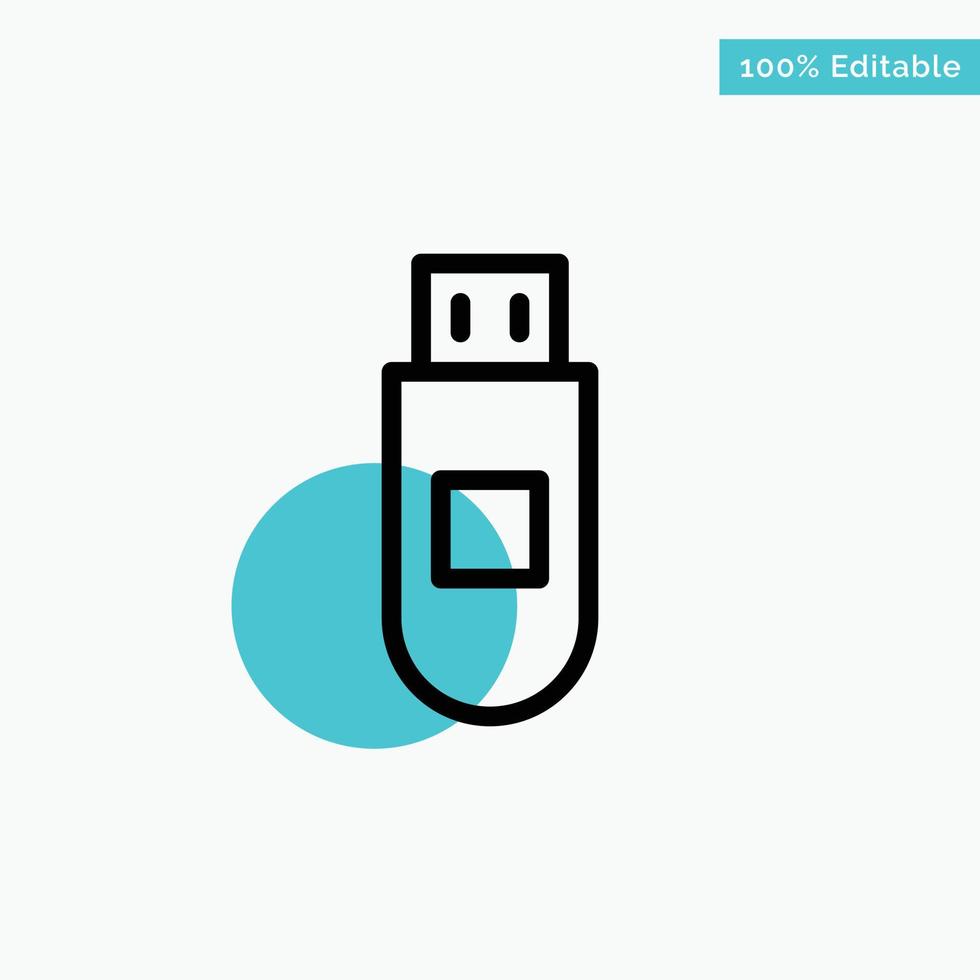Usb Storage Data turquoise highlight circle point Vector icon