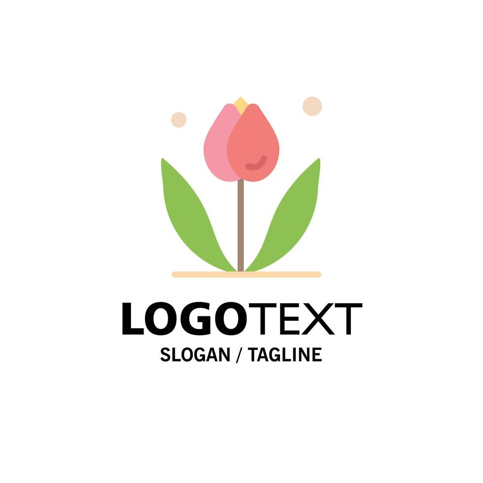 Flower Floral Nature Spring Business Logo Template Flat Color vector