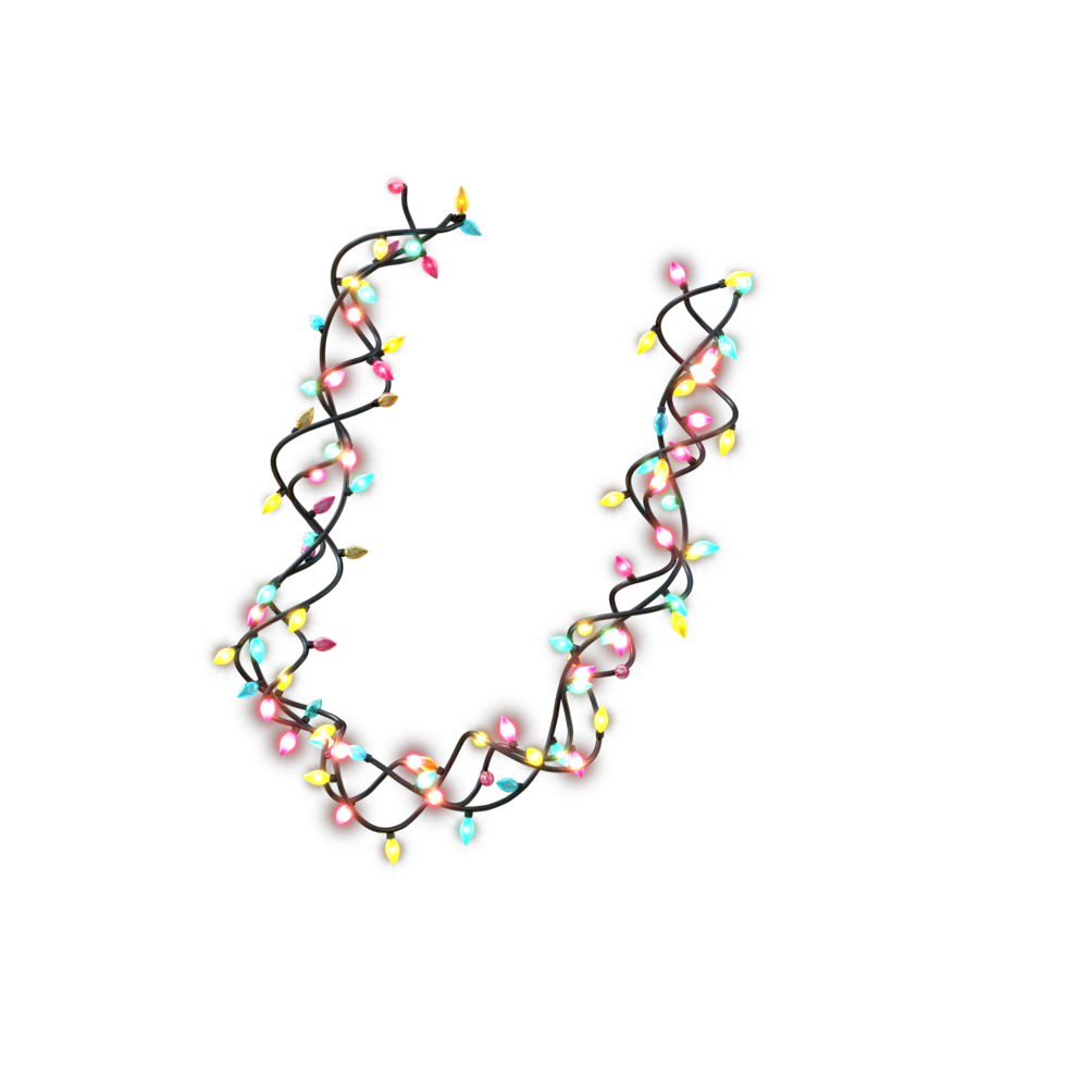 colorato Natale luci lettere carattere tipografico u png