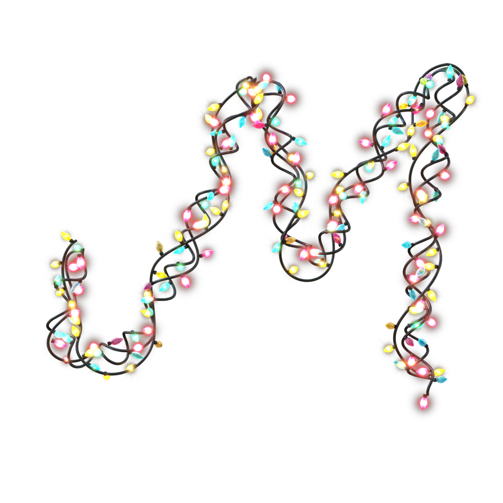 letras de luzes de natal coloridas tipo m png