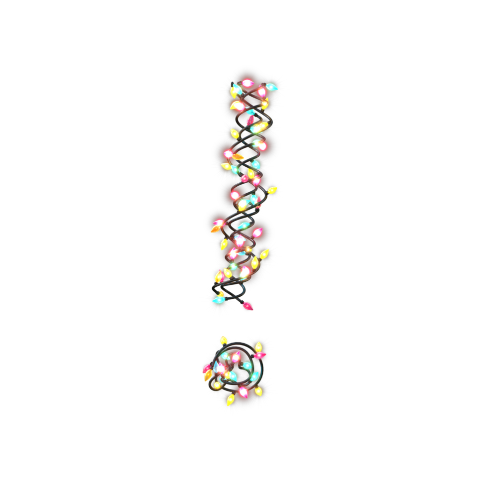 Colored Christmas Lights Letters typeface exclamation point png