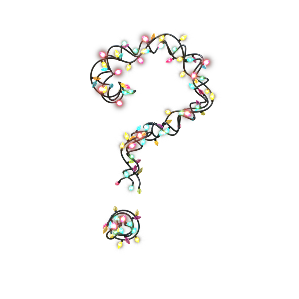 Colored Christmas Lights Letters typeface question mark png