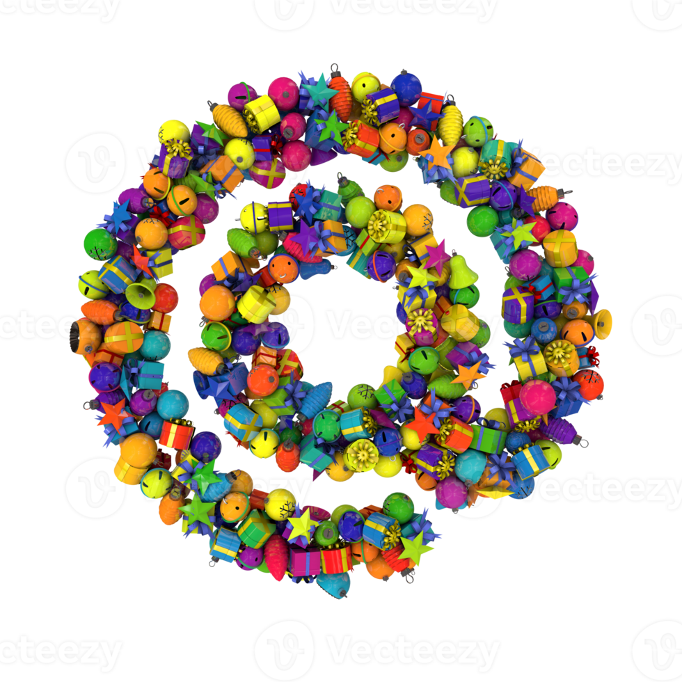 vacanza lettere tipografia su di Natale ornamenti con vivace casuale colori a png