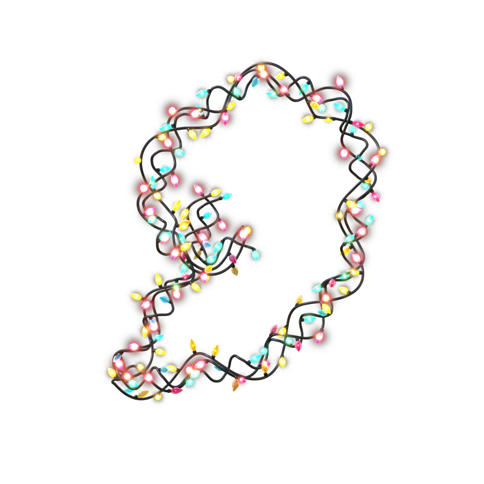 Colored Christmas Lights Letters typeface D png