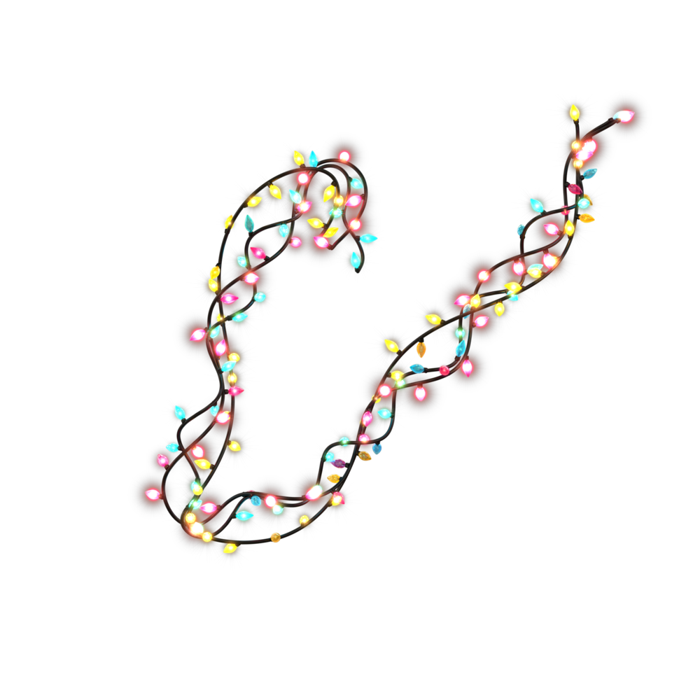 Colored Christmas Lights Letters typeface V png