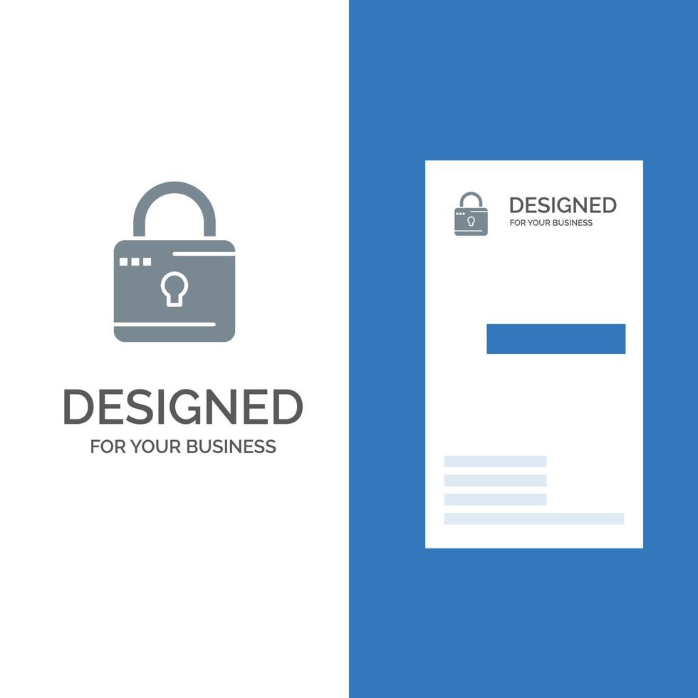 Lock Computing Locked Security Grey Logo Design and Business Card Template vector