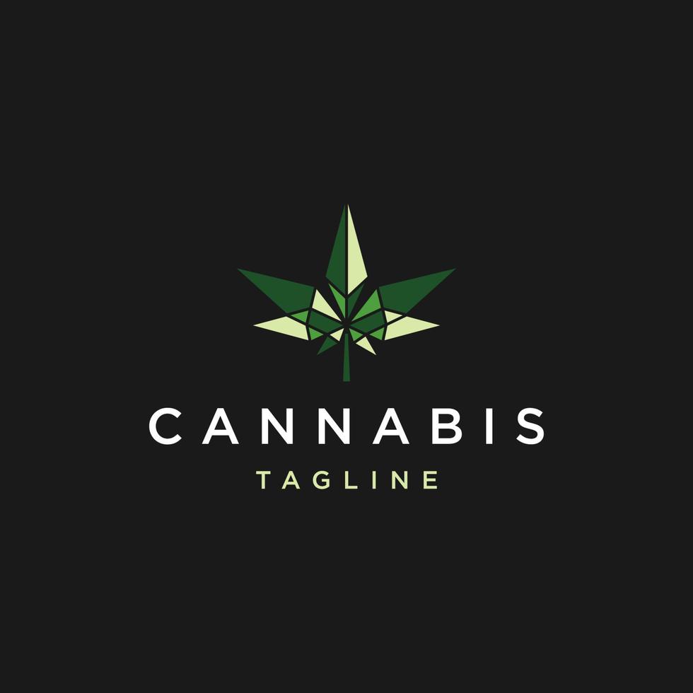 plantilla de diseño de icono de vector de logotipo poligonal geométrico de cannabis