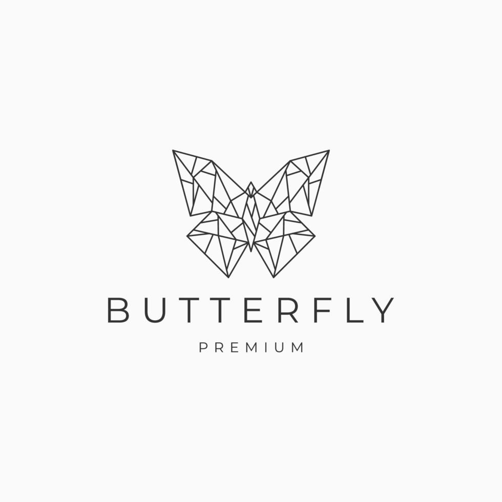plantilla de diseño de icono de vector de logotipo poligonal geométrico de mariposa