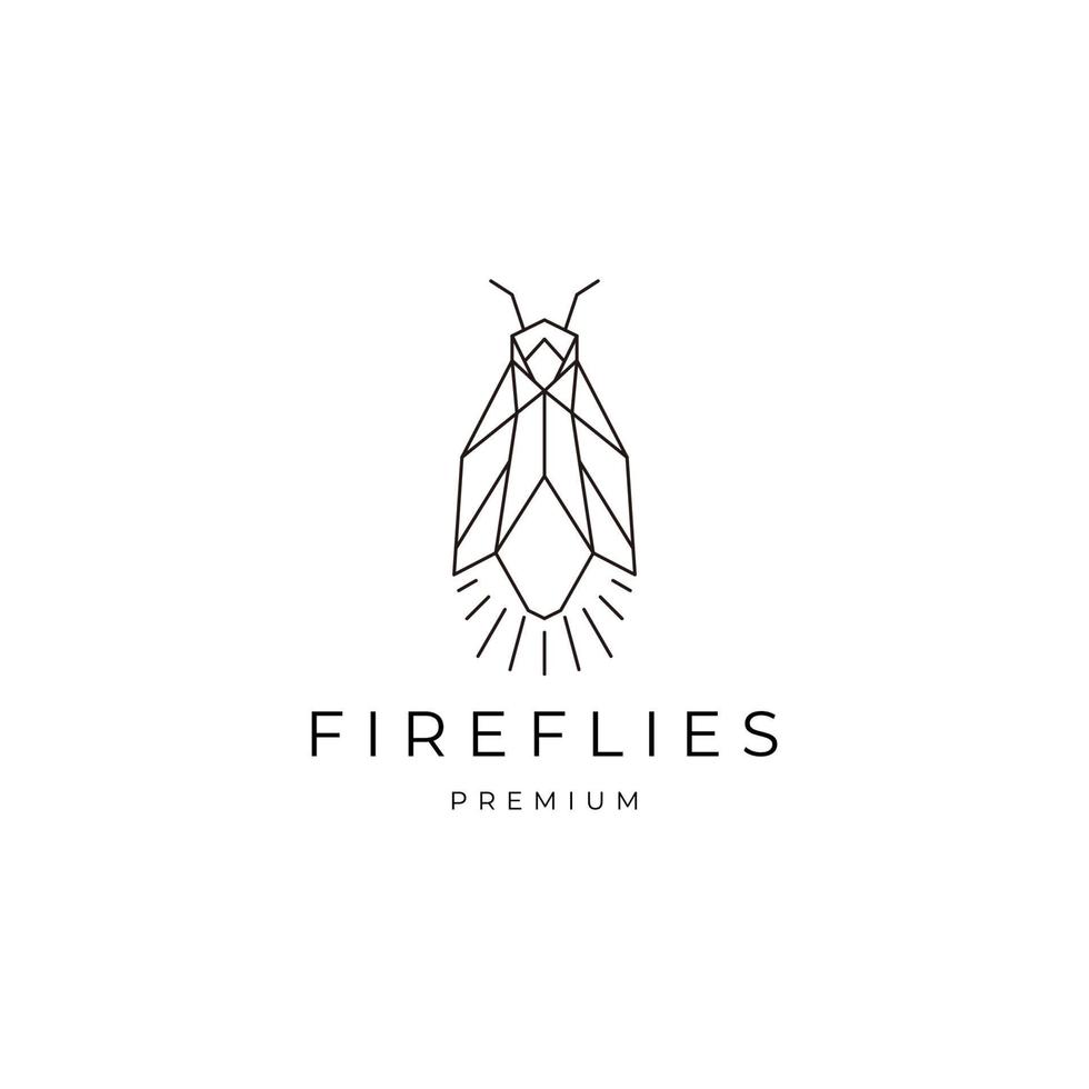 Fireflies geometric polygonal logo vector icon design template