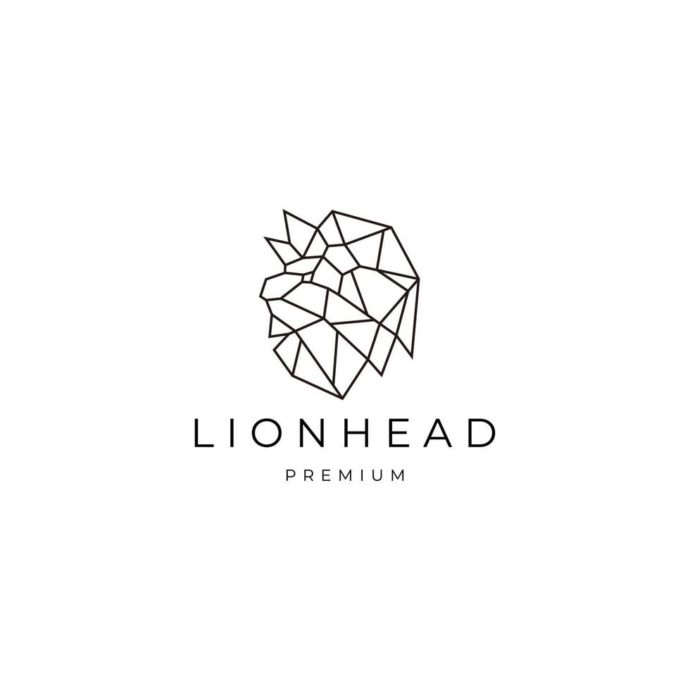 Lion head geometric polygonal logo vector icon design template