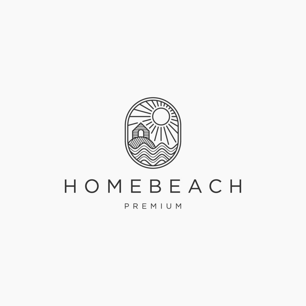 House beach line art logo icon design template vector