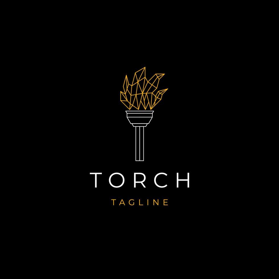 Torch line art logo vector icon design template