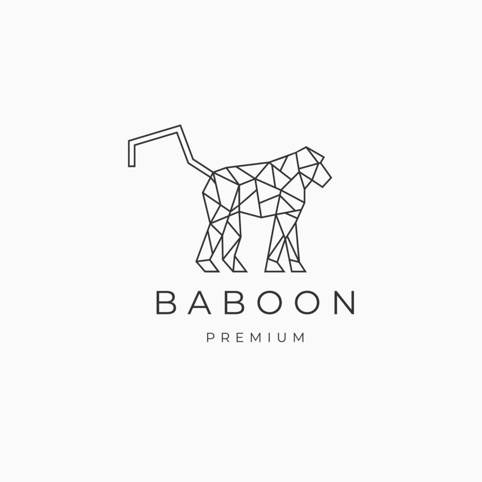 Baboon geometric line art logo vector icon design template