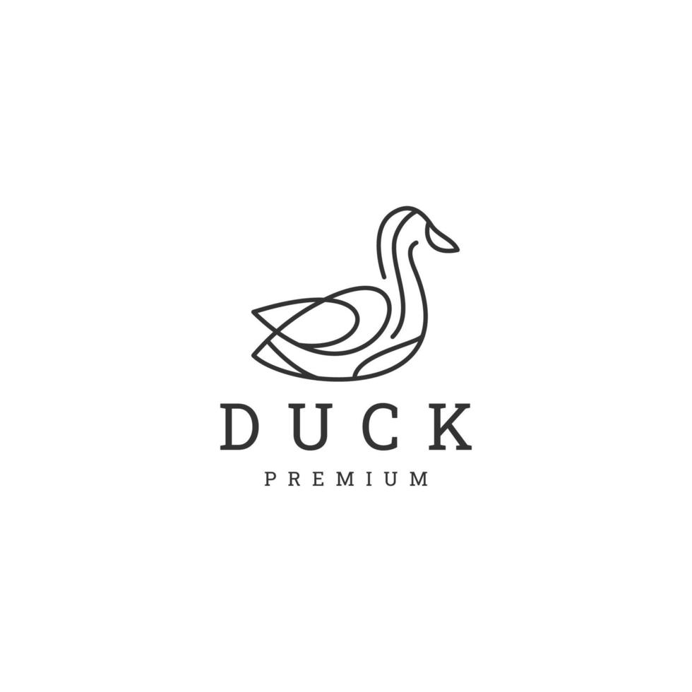 Duck line art logo vector icon design template